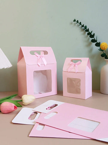 10pcs Paper Gift Boxes With Bow Ties And Clear Windows