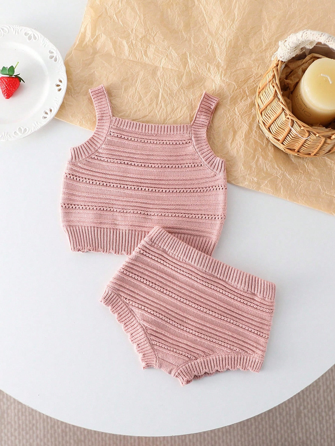 baby girl pink knit set