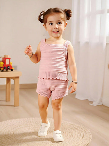 baby girl pink knit set