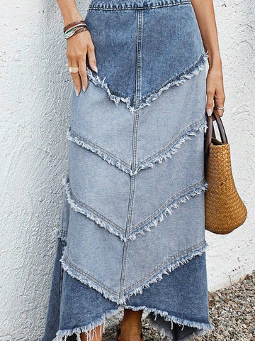 Denim Zig Zag Skirt