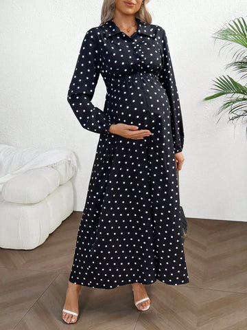 Polka Dot Maxi Dress For Women maternity