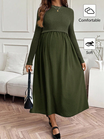 Olive Sweater Maternity Dress