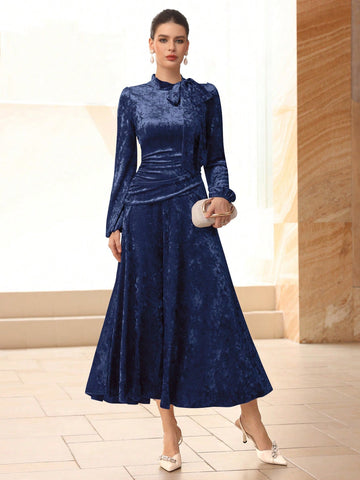 Navy velvet dress
