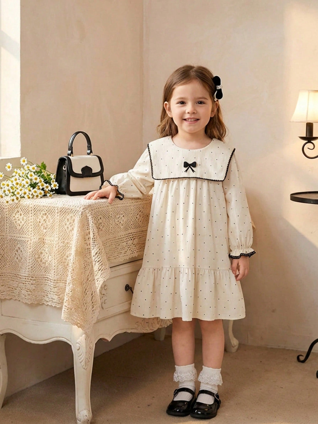White dot Dress kids