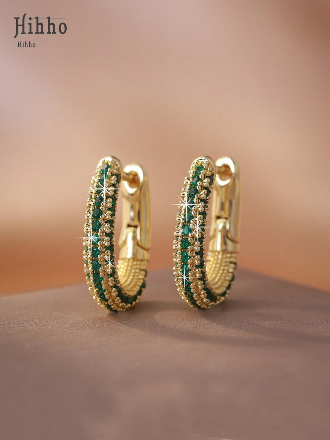 Green Hoops gold plated