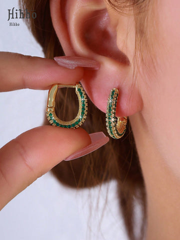Green Hoops gold plated
