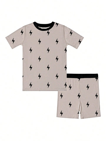Bamboo Fiber - Gray Lightning Short-Sleeve pjs Set