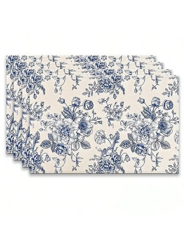 6pcs Blue And White Porcelain, Table Placemats