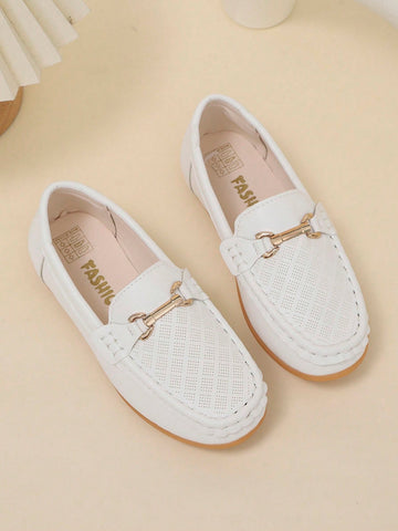 Boys' Gold Buckle Decor Loafers
